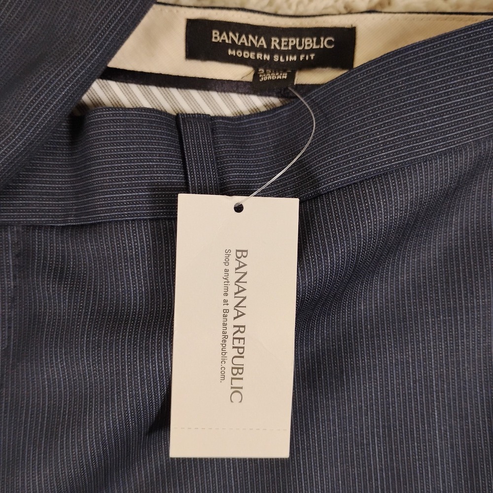 Banana Republic Pants Mens 33x34 Blue Wool Dress Striped Modern Slim Designer